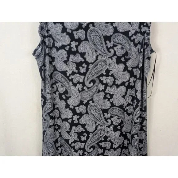 Michael Kors Paisley Print Sleeveless Dress Navy Blue Women's Size 2X - Picture 9 of 10